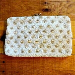 Vintage Magid Beaded Clutch w/ Jeweled Clasp